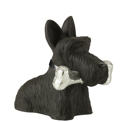 Schotse Terrier + Bot Polyresin Zwart - Beeld - J-Line - livinglovely.nl