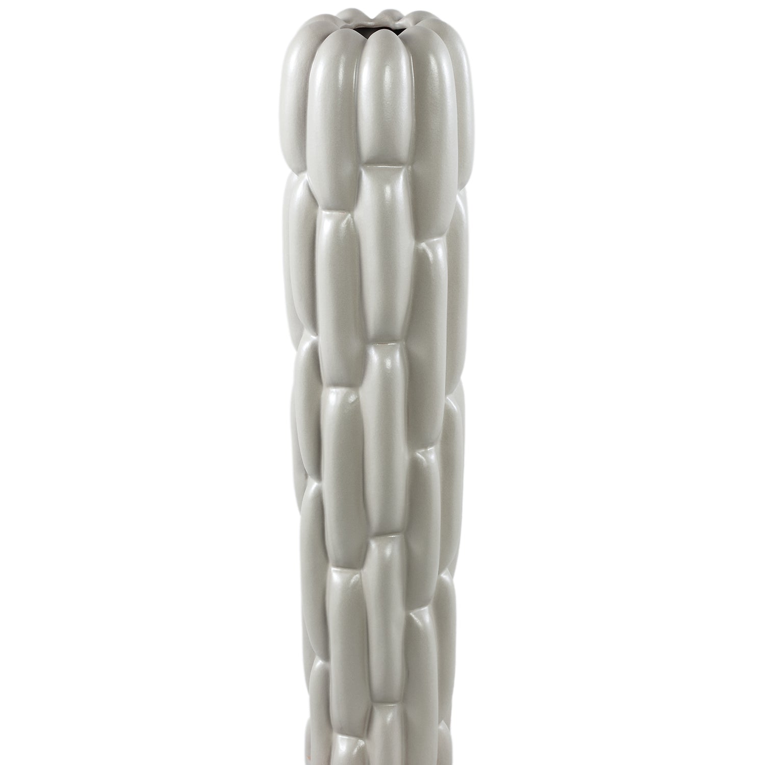 Seanis Grey Round Ceramic Vase Block Pattern L 17x17x71cm PTMD - Vaas - PTMD - livinglovely.nl