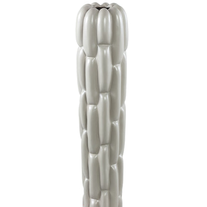 Seanis Grey Round Ceramic Vase Block Pattern L 17x17x71cm PTMD - Vaas - PTMD - livinglovely.nl