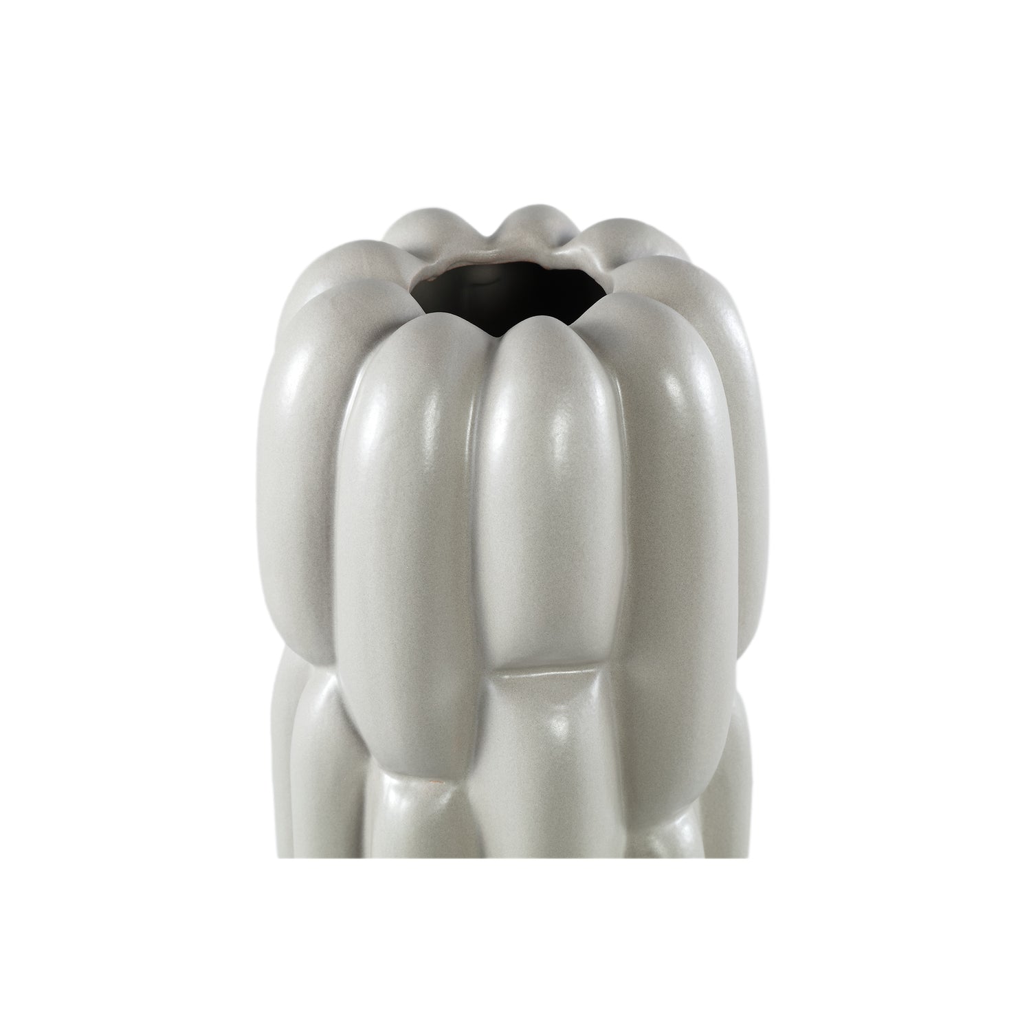 Seanis Grey Round Ceramic Vase Block Pattern L 17x17x71cm PTMD - Vaas - PTMD - livinglovely.nl