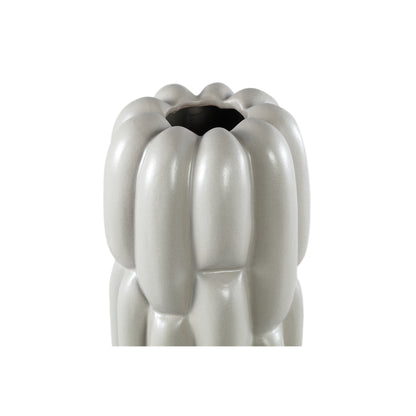 Seanis Grey Round Ceramic Vase Block Pattern L 17x17x71cm PTMD - Vaas - PTMD - livinglovely.nl