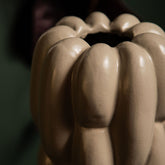 Seanis Grey Round Ceramic Vase Block Pattern L 17x17x71cm PTMD - Vaas - PTMD - livinglovely.nl