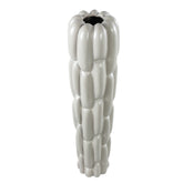 Seanis Grey Round Ceramic Vase Block Pattern M 	14.5x14.5x61cm PTMD - Vaas - PTMD - livinglovely.nl