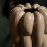 Seanis Grey Round Ceramic Vase Block Pattern S 14x14x51cm PTMD - Vaas - PTMD - livinglovely.nl