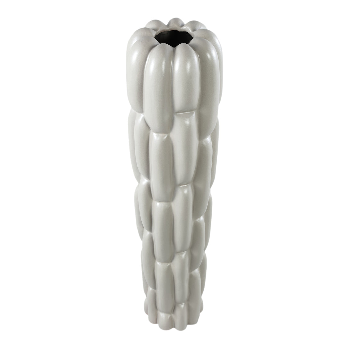 Seanis Grey Round Ceramic Vase Block Pattern S 14x14x51cm PTMD - Vaas - PTMD - livinglovely.nl