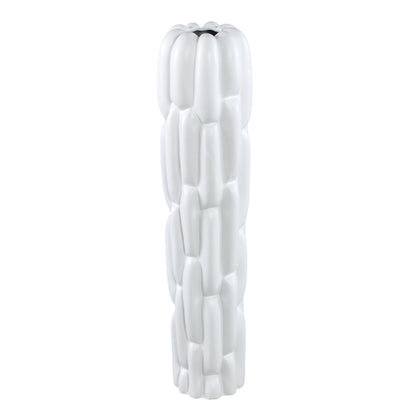 Seanis White Round Ceramic Vase Block Pattern L L17xB17xH71cm PTMD - Vaas - PTMD - livinglovely.nl