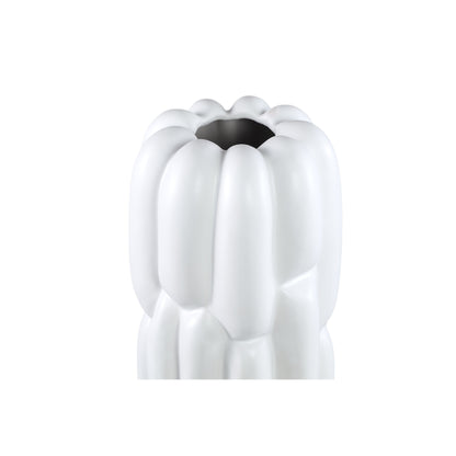 Seanis White Round Ceramic Vase Block Pattern L L17xB17xH71cm PTMD - Vaas - PTMD - livinglovely.nl