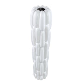 Seanis White Round Ceramic Vase Block Pattern M 14,5x14,5x61cm PTMD - Vaas - PTMD - livinglovely.nl