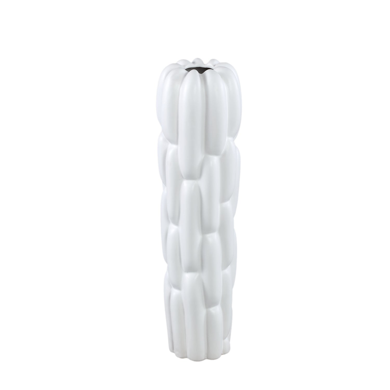 Seanis White Round Ceramic Vase Block Pattern S 14x14x41cm PTMD - Vaas - PTMD - livinglovely.nl