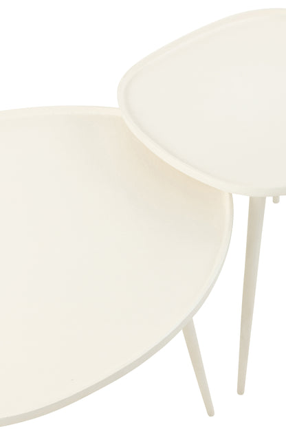 Set Of 2 Sidetables Vinta Aluminium White - - J-Line - livinglovely.nl