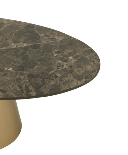 Set Van 2 Bijzettafel Marmerlook IJzer Brons/Taupe J-Line