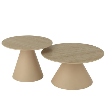 Set van 2 Bijzettafels Kegel IJzer Ecru/Beige J-Line