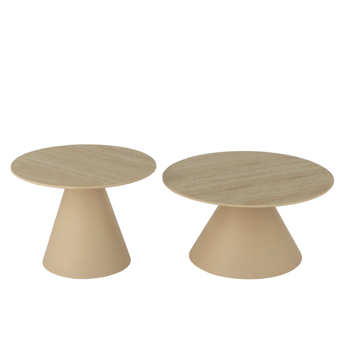 Set van 2 Bijzettafels Kegel IJzer Ecru/Beige J-Line