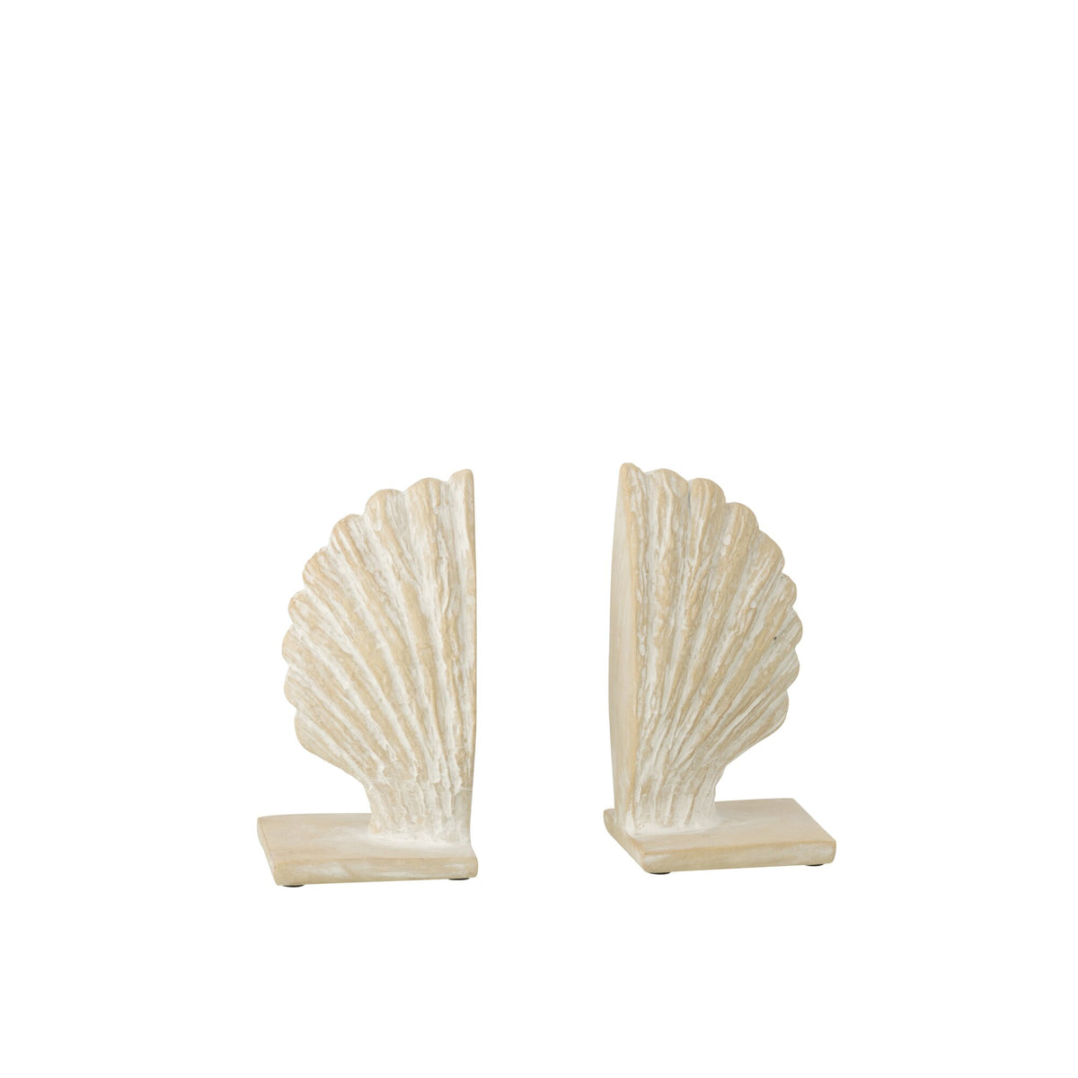 Set Van 2 Boekensteun Zeeschelp Polyresin Wit/Naturel J-Line