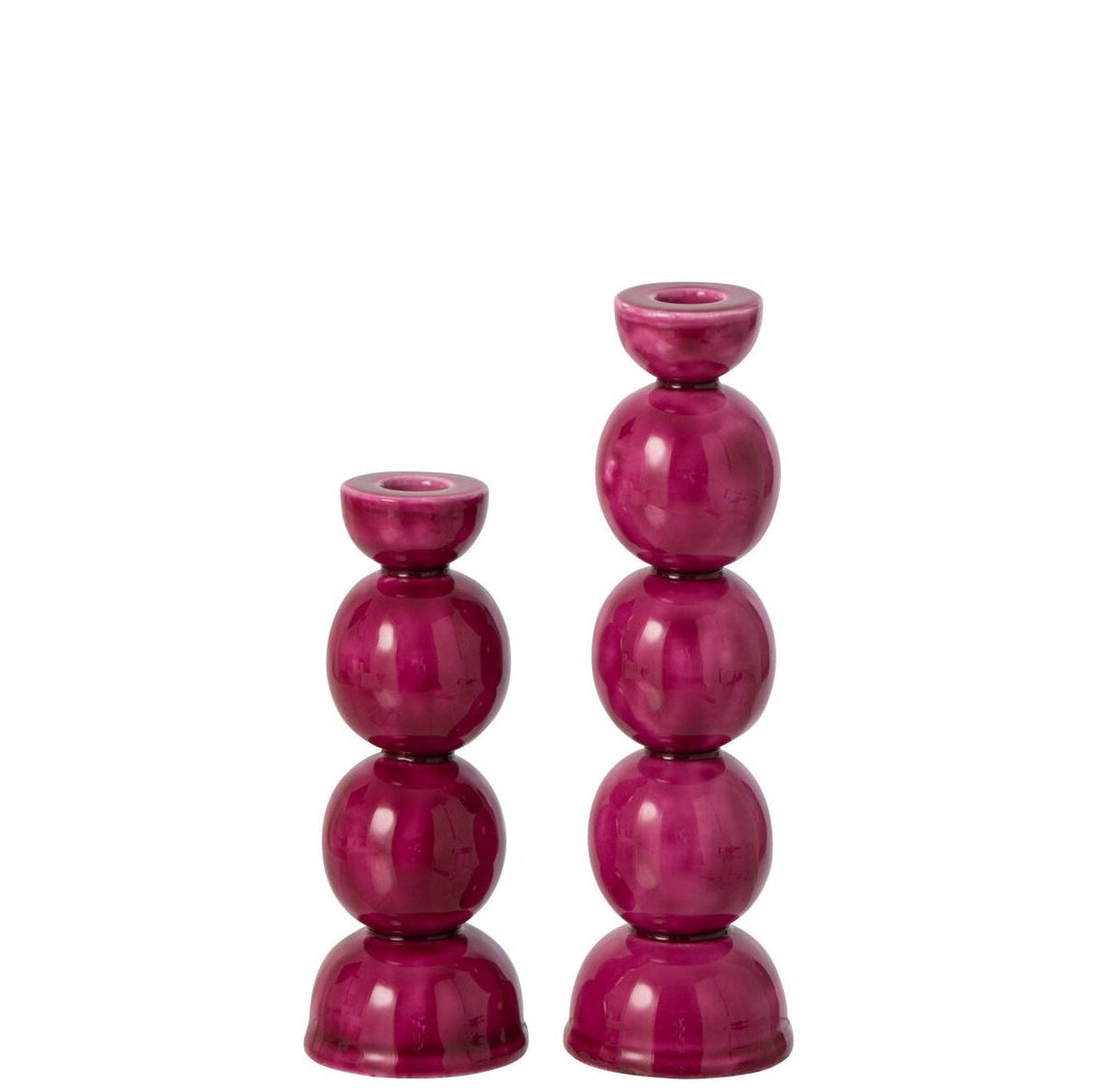 Set van 2 Kaarshouders IJzer Fuchsia J-Line