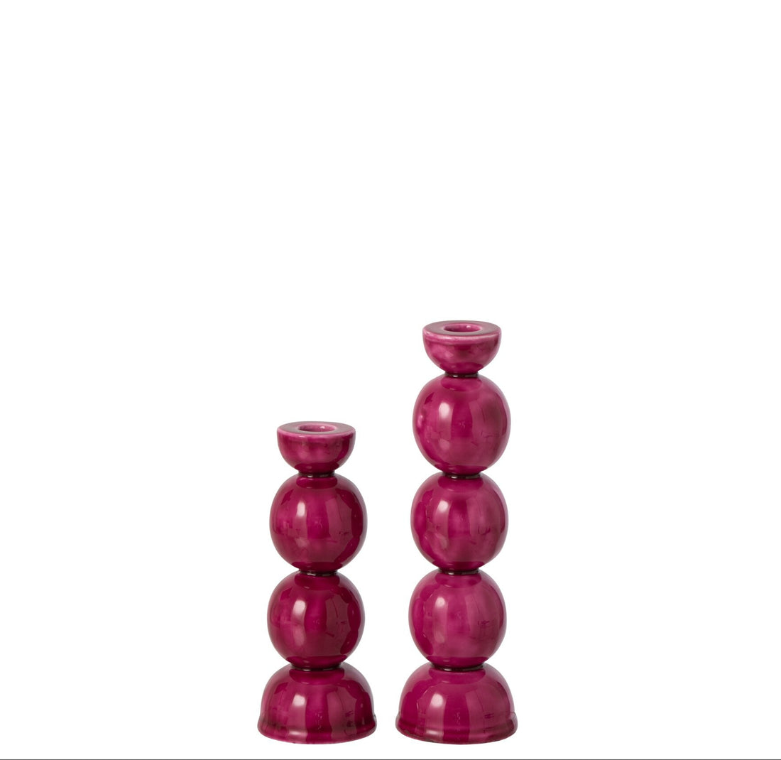 2er-Set Kerzenhalter Eisen Fuchsia J-Line