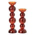Set Van 2 Kandelaars Glas Brons van J-Line, de complete set met beide kandelaars naast elkaar op witte achtergrond