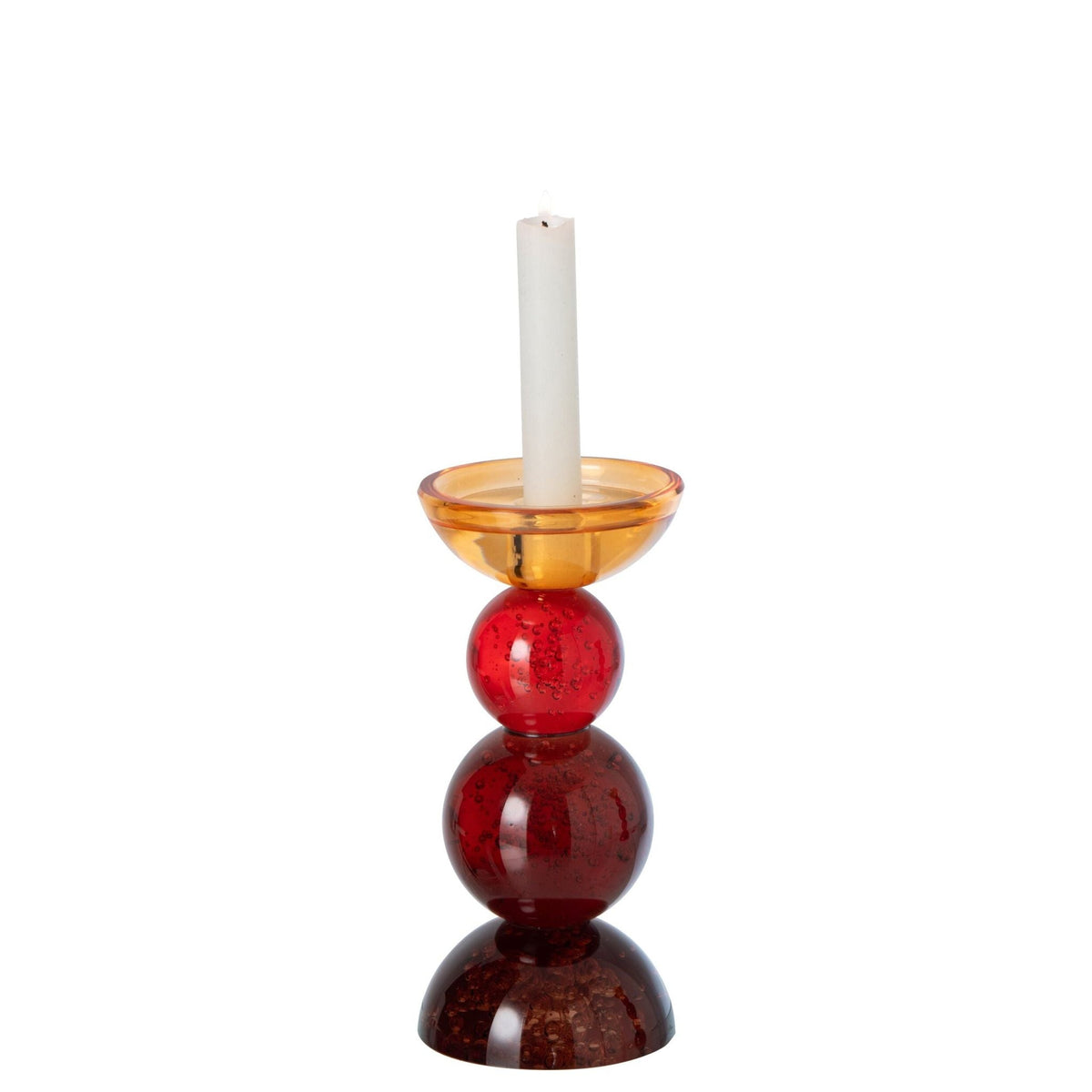 Kleine kandelaar van meerkleurig glas uit de J-Line set, 21cm hoog