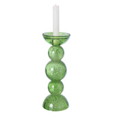 Grote olijfgroene glazen kandelaar uit de set van J-Line, 26.5cm hoog met dinerkaars