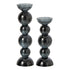 Set Van 2 Kandelaars Glas Petrol van J-Line, de complete set met beide kandelaars naast elkaar op witte achtergrond