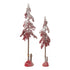 Set Van 2 Kerstbomen Grote Bessen Rood van J-Line, beide bomen naast elkaar op witte achtergrond