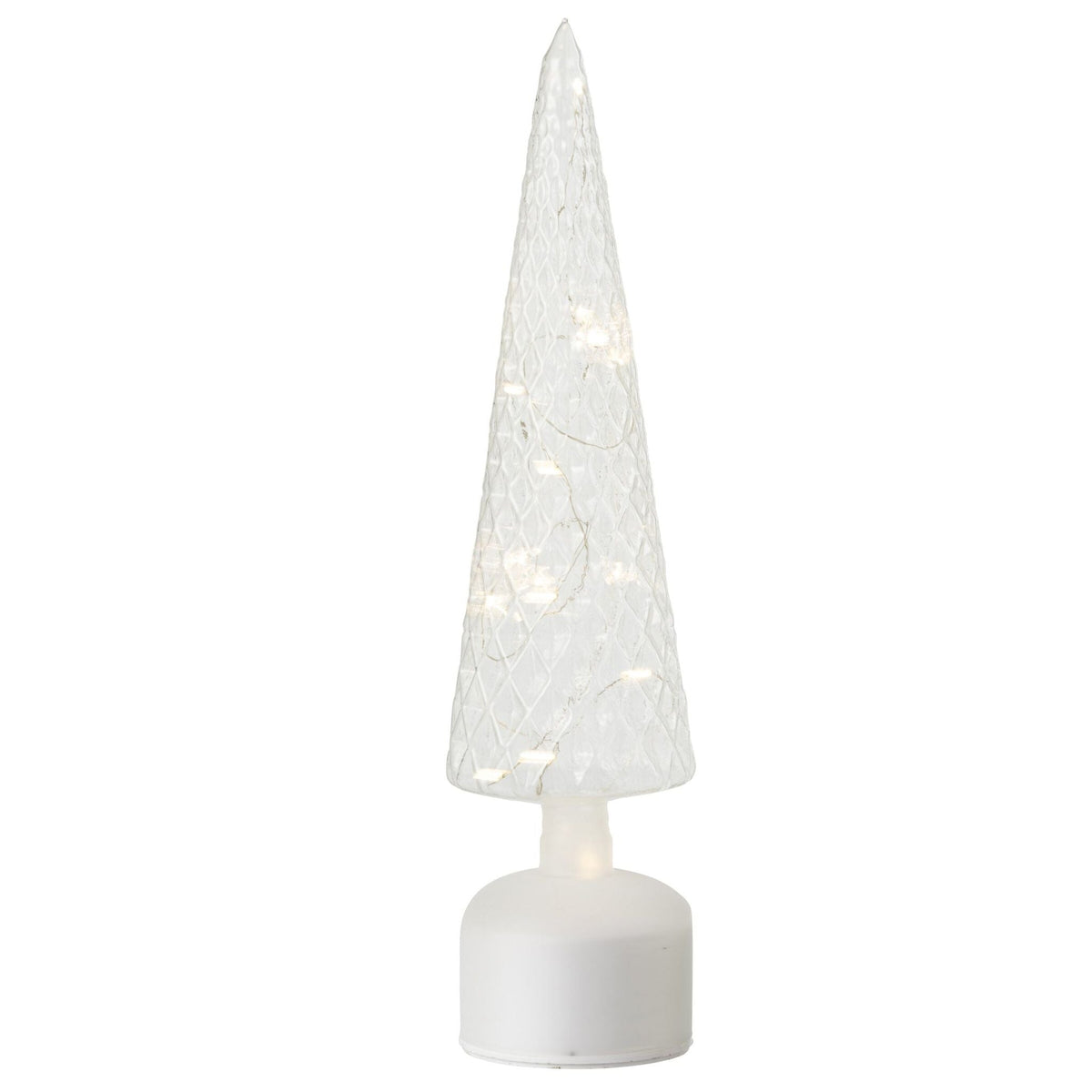 Kerstboom Led Glas Transparant Large van J-Line, onderdeel van de Set Van 2 Kerstbomen Led Glas Transparant, op witte achtergrond