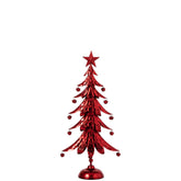 Klein rood kerstboompje van J-Line van 56 cm met ster op een ronde voet