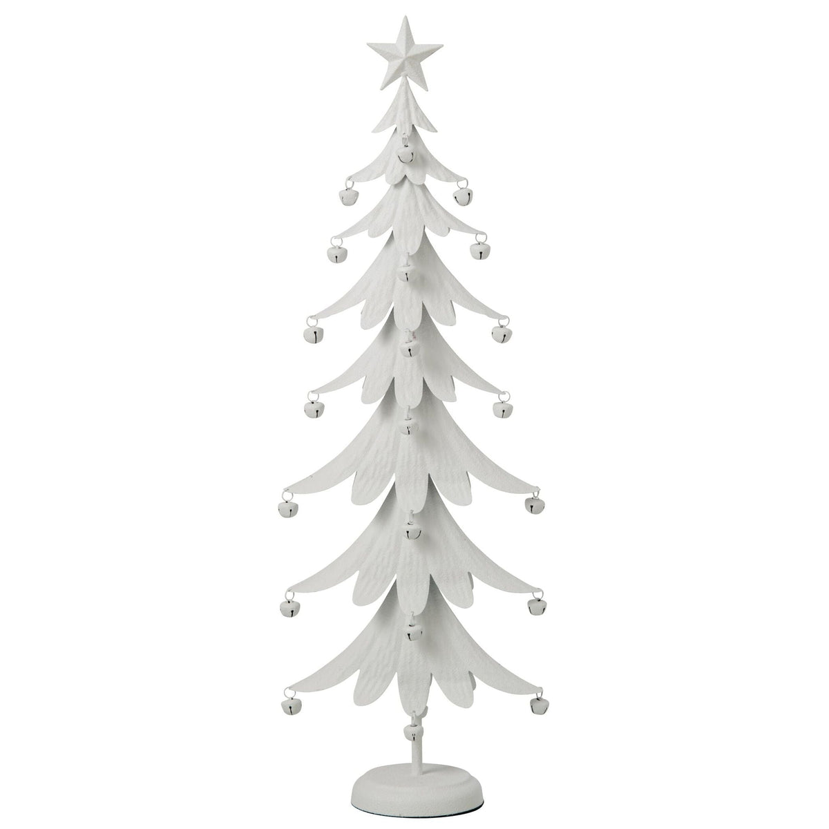 Grote witte metalen kerstboom van J-Line van 78,5 cm met ster en belletjes