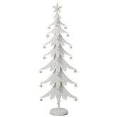 Grote witte metalen kerstboom van J-Line van 78,5 cm met ster en belletjes