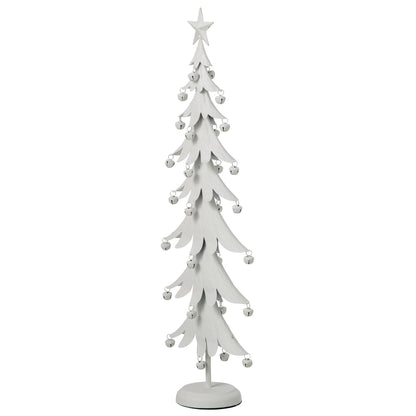 Witte metalen kerstboom met ster van J-Line, zijaanzicht op witte achtergrond