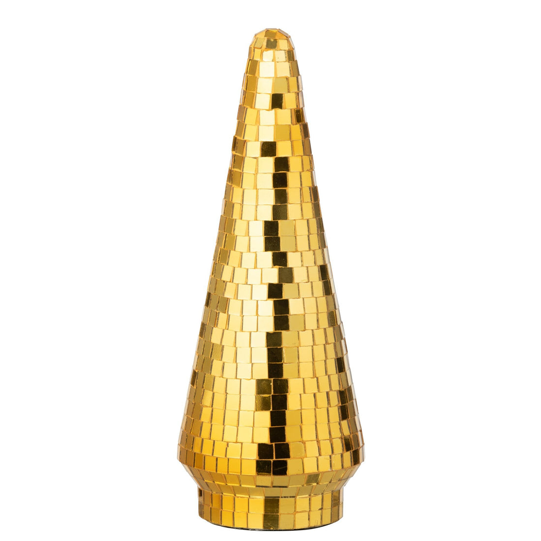Kerstboom Spiegelglas Goud Large van J-Line, onderdeel van de Set Van 2 Kerstbomen Spiegelglas Goud, op witte achtergrond
