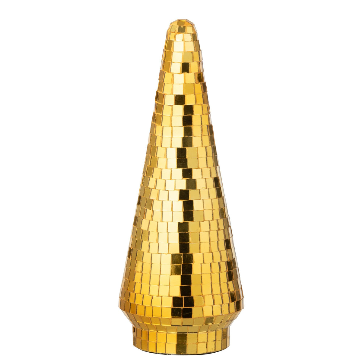 Kerstboom Spiegelglas Goud Large van J-Line, onderdeel van de Set Van 2 Kerstbomen Spiegelglas Goud, op witte achtergrond