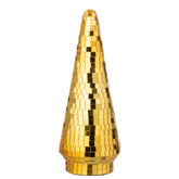 Kerstboom Spiegelglas Goud Large van J-Line, onderdeel van de Set Van 2 Kerstbomen Spiegelglas Goud, op witte achtergrond