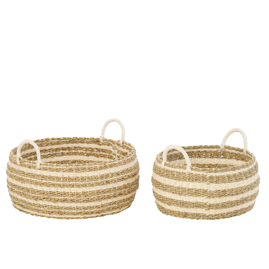 Set Van 2 Mand Gestreept Papier Wit/Naturel J-Line