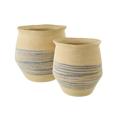 2er-Set Körbe aus Seegras Natur/Blau J-Line