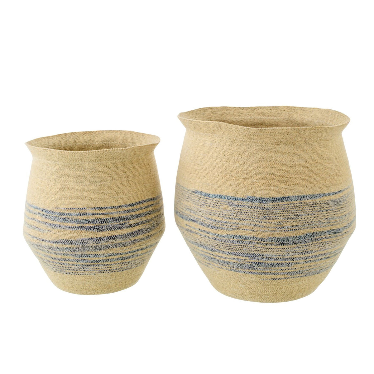 2er-Set Körbe aus Seegras Natur/Blau J-Line