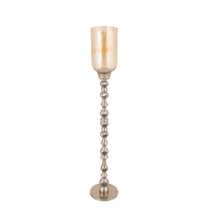 Set Van 2 Tracy Windlichten Aluminium met Glas van PTMD, het champagnekleurige vloerwindlicht van 125 centimeter