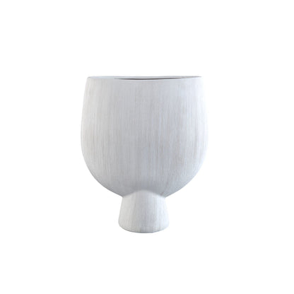 Tywin pot medium uit de witte set van PTMD, ovale keramieken schaal op voet
