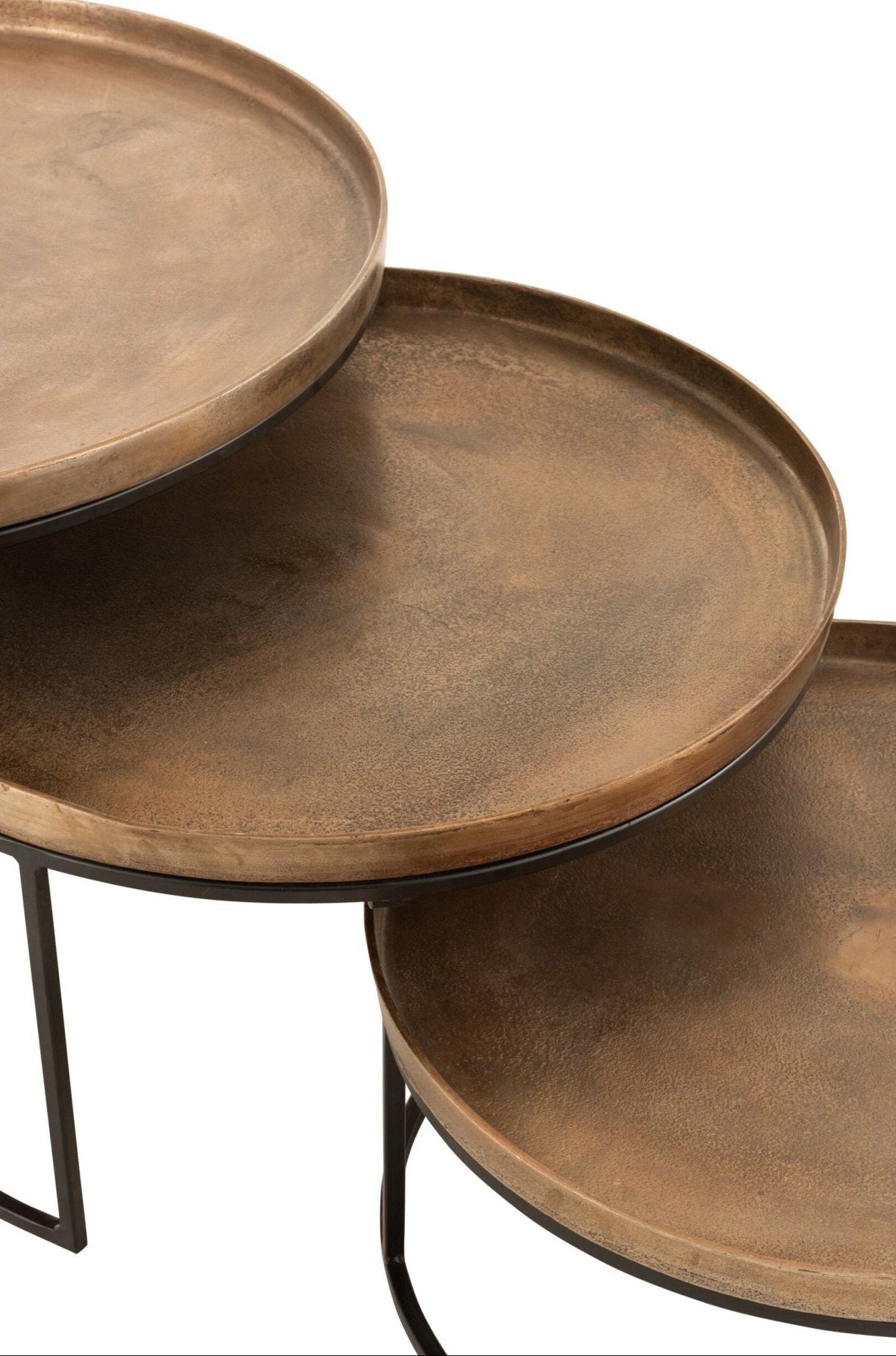 Set Van 3 Bijzettafels Rond Aluminium Roest J-Line
