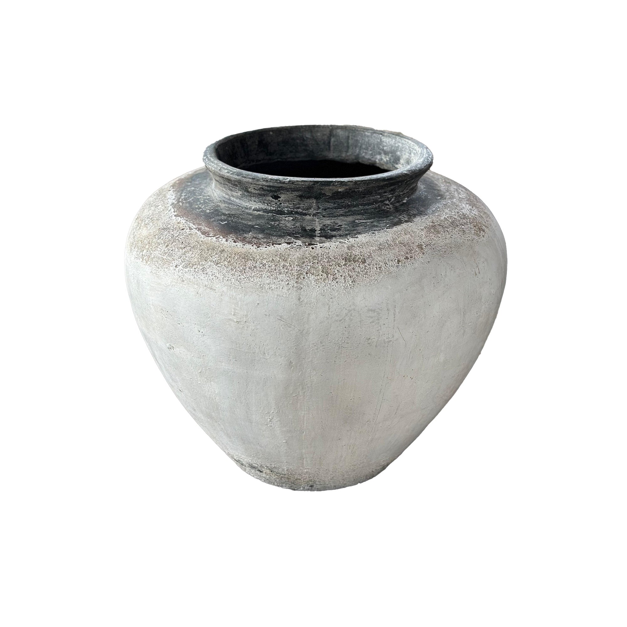Set Van 3 Jinsu Potten Wit GRC van PTMD, de grote pot met donkere rand op witte achtergrond