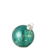 Kerstbal Led Glas Turquoise Medium van J-Line, onderdeel van de Set Van 3 Kerstballen Led Glas Turquoise, op witte achtergrond