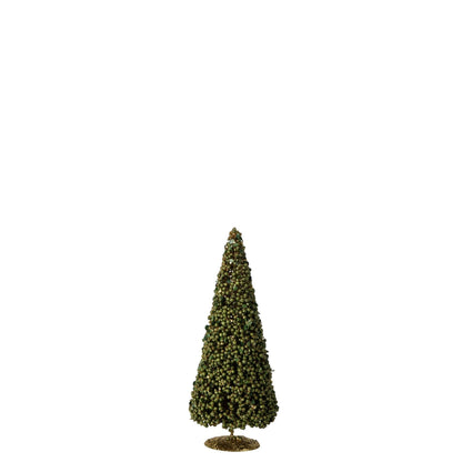 Kerstboom Bessen Mosgroen Small uit de set van J-Line, dichte bessenkegel van 30 cm