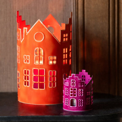Set van 3 Lantaarns Huisje IJzer Oranje J-Line