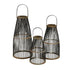 Set Van 3 Lantaarns Skagen Bamboe Zwart van Pomax, productfoto in zwart met de volledige vorm in beeld