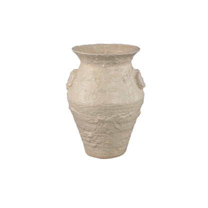 Set van 3 Leandra potten beige keramiek van PTMD, pot M op witte achtergrond