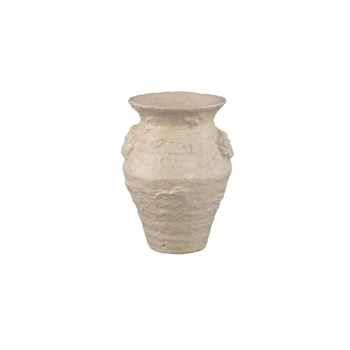 Set van 3 Leandra potten beige keramiek van PTMD, pot S op witte achtergrond