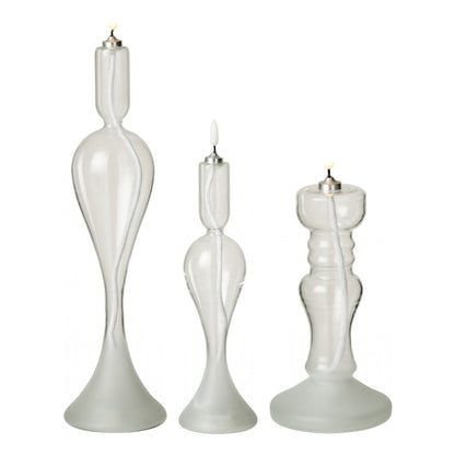 Set Van 3 Led Kaarsen Glas Transparant van J-Line, de complete set met alle drie de ledkaarsen naast elkaar op witte achtergrond
