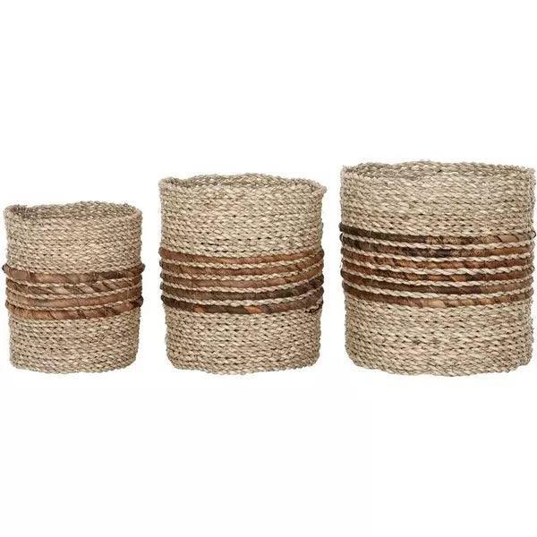Set Van 3 Manden Carvoeiro van MUST Living, gevlochten zeegras manden in naturel