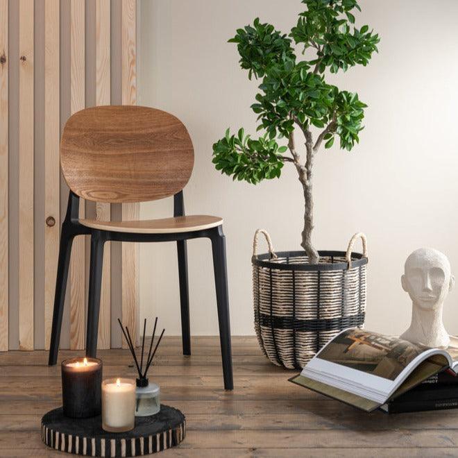 Set Van 3 Manden Touw/Rattan Zwart/Naturel - Mand - J-Line - livinglovely.nl
