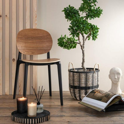 Set Van 3 Manden Touw/Rattan Zwart/Naturel - Mand - J-Line - livinglovely.nl
